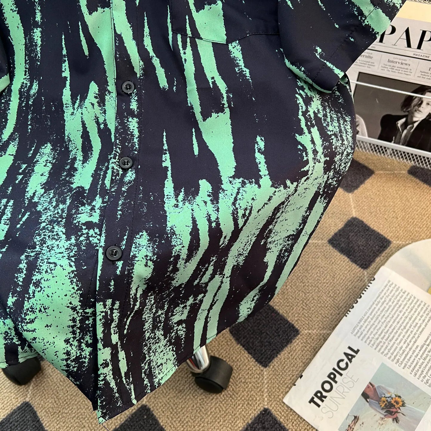 Ink Tie Dye Hanging Flower Shirt Short Sleeved Men's Summer High-end Sense, Cool And Trendy Brand Five And A Half Sleeve Shirt