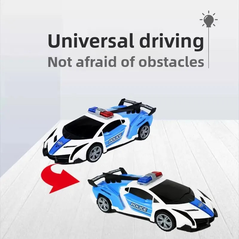 New Kids Electric Toy Car Dancing Rotating Universal Police Car Boys Music Light Transforming Small Car Remote Control Vehicle